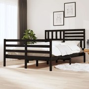 vidaXL Bedframe massief hout zwart 135x190 cm 4FT6 Double