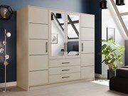 Kledingkast Dortivu, Kasjmier, Zwart, 200x196x58cm, 174 kg, Kledingkast deuren: Met scharnieren