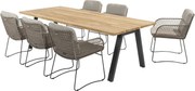 4 Seasons Outdoor Aprilla tuinset pure met Ambassador tafel met teak blad 240 x 100 cm * Sale * Tuinset houtkleur weerbestendig