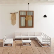 vidaXL 10-delige Loungeset massief grenenhout wit