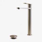 Alameda Wastafelkraanset Van Messing En Orveta Click-clack Wastafelafvoer Van Roestvrij Staal En Messing. Geborsteld Grijs & ↑30 Cm & - Sklum