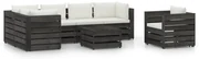 vidaXL 7-delige Loungeset met kussens grijs geïmpregneerd hout