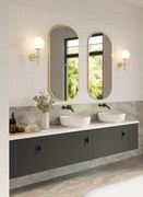 Muebles Ezra badmeubel ribbelfront 240cm zwart mat met wit toppaneel zonder waskom