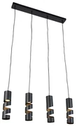 Eettafel / Eetkamer Moderne hanglamp zwart 4-lichts - Stream Modern GU10 Binnenverlichting Lamp