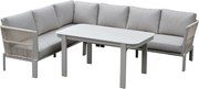 Veneto dining hoek loungeset 3 delig aluminium latte zand rope