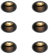 Set van 6 Moderne inbouwspots zwart met goud draai- en kantelbaar - Alloy GU10 Binnenverlichting Lamp