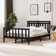 vidaXL Bedframe massief hout zwart 140x190 cm