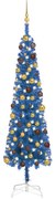 vidaXL Kerstboom met LED's en kerstballen smal 180 cm blauw