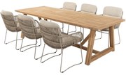 Noah Murcia dining tuinset 260x100xH75 cm 7 delig teak latte 4 Seasons Outdoor