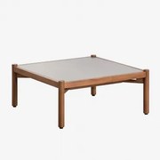 Gamila Salontafel Van Beton En Acaciahout Grijs & 70 X 70 Cm - Sklum