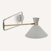 Richtbare wandlamp in metaal en rotan, Zoticus Ratan
