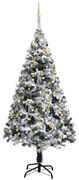 vidaXL Kunstkerstboom met LED's en kerstballen 210 cm PVC groen