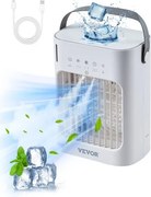 VEVOR draagbare airconditioner, 4-in-1 luchtkoeler, 3-snelheden mini-luchtkoeler met slimme timer van 0-7 uur, 700 ml watertank, 7-kleuren licht, persoonlijke mini-bureau-aircoventilator voor slaapkamer en kantoor