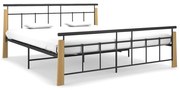 vidaXL Bedframe metaal en massief eikenhout 180x200 cm