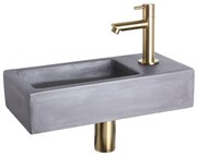 Differnz Hura fonteinset - 38x18x9cm - Rechthoek - 1 kraangat - Goud mat rechte kraan - Beton Grijs 38.005.21