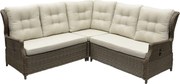 Ibiza hoek loungeset 3 delig verstelbaar bruin wicker | naturel mixed weave kussen