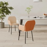 vidaXL Eetkamerstoelen 2 st stof en kunstleer crèmekleurig