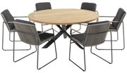 Parma Prado dining tuinset 160 cm rond 7 delig taupe teak Taste 4SO