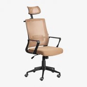 Kantoorkruk Met Wielen En Hoofdsteun Van Polypropyleen Teill Black Licht Kameelbruin - Sklum