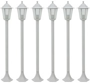 vidaXL Paalverlichting voor tuin E27 110 cm aluminium wit 6 st