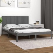 vidaXL Bedframe massief grenenhout grijs 200x200 cm