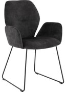 Goossens Eetkamerstoel Hera antraciet velvet stof met armleuning, modern design