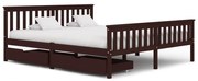 vidaXL Bedframe met 2 lades massief grenenhout donkerbruin 180x200 cm