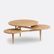 Salontafel met 3 bladen van eikenhout en fineer, Ruben