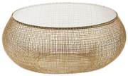 Kare Design Cesta Ronde Salontafel Goud Met Glas - 110 X 110cm.