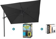 Platinum Challenger zweefparasol T2 - 3x3 m. - Faded Black- met ingraafvoet en hoes