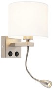 LED Moderne wandlamp staal met witte kap - Brescia Modern E27 rond Binnenverlichting Lamp