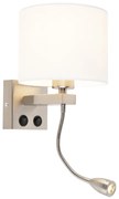 Moderne wandlamp staal met witte kap - Brescia