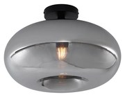 Art Deco plafondlamp zwart met smoke glas 40cm - Busa