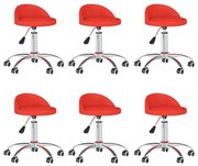 vidaXL Eetkamerstoelen draaibaar 6 st kunstleer rood