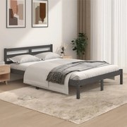 vidaXL Bedframe massief grenenhout grijs 135x190 cm 4FT6 Double