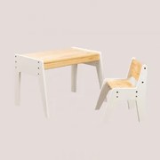 Set Van Tafel En Stoel In Hout Blaby Kids Wit - Sklum