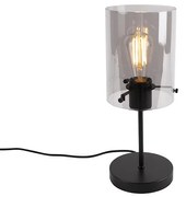 Design tafellamp zwart met smoke glas op standaard - Dome Design E27 cilinder / rond Binnenverlichting Lamp