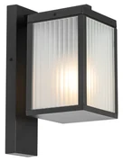 Buiten wandlantaarn zwart met ribbel glas IP44 - Charlois Modern E27 IP44 Buitenverlichting