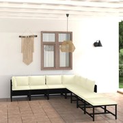 vidaXL 8-delige Loungeset met kussens poly rattan zwart