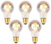 Set van 5 E27 LED spiraal lampen A60 smoke 4W 120 lm 1800K