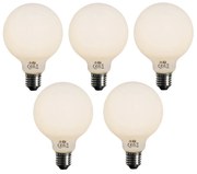 Set van 5 E27 3-staps dimbaar LED lamp opaal G95 4W 450 lm 3000K