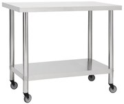 vidaXL Keukenwerktafel met wielen 80x60x85 cm roestvrij staal