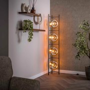 Bronze Vloerlamp Met Rond Beige Glas