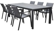 Nancy Angora dining tuinset 220x100xH74,5 7 delig aluminium