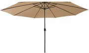 vidaXL Parasol met LED-verlichting en metalen paal 400 cm taupe