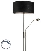 Vloerlamp staal en zwart met verstelbare leesarm - Luxor