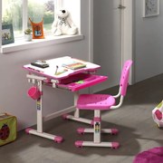 Vipack Kinderbureau verstelbaar Comfortline 201 met stoel roze en wit