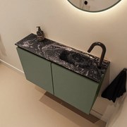 Mondiaz Ture DLux toiletmeubel 80cm army met wastafel lava rechts met kraangat