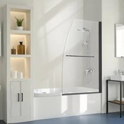 VEVOR frameloze baddouchedeur (864 x 1397 mm / B x H) ruimtebesparende douchedeur voor badkuip, deur van gehard glas, douchedeur van glas (6 mm glasdikte), zwart