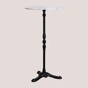 Roma Marmeren Hoge Bartafel Wit Marmer & Rond & Zwart - Sklum